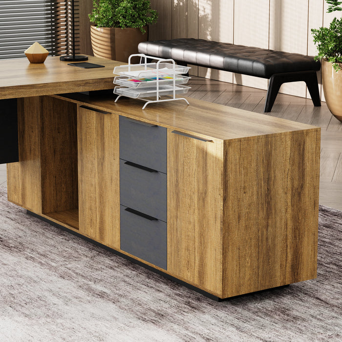 Parker 78" L-shaped Executive Desk | AF Essence Firewood WX-P3507