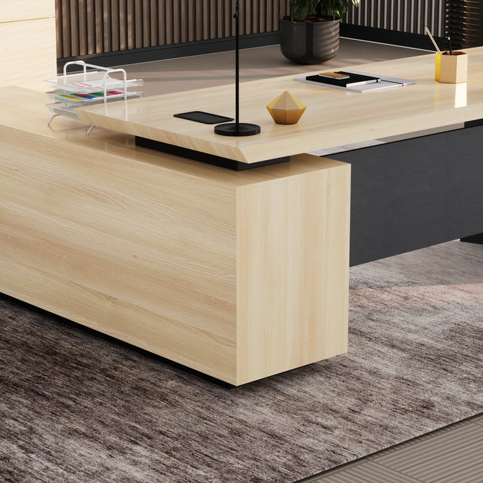 Parker 78" L-shaped Executive Desk | AF Essence Firewood WX-P3507