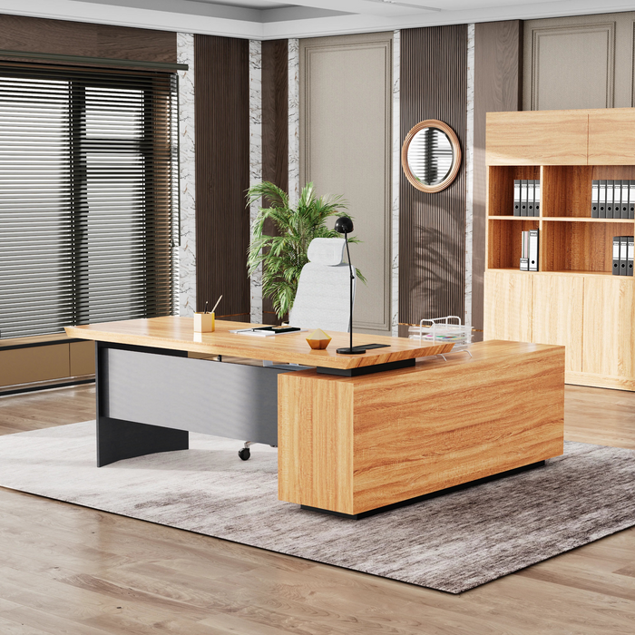 Parker 78" L-shaped Executive Desk | AF Essence Firewood WX-P3507