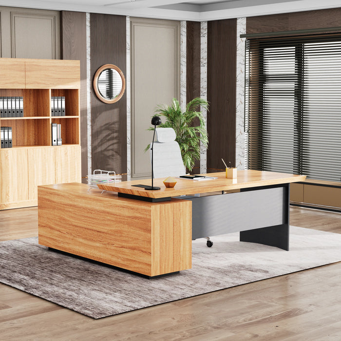 Parker 78" L-shaped Executive Desk | AF Essence Firewood WX-P3507