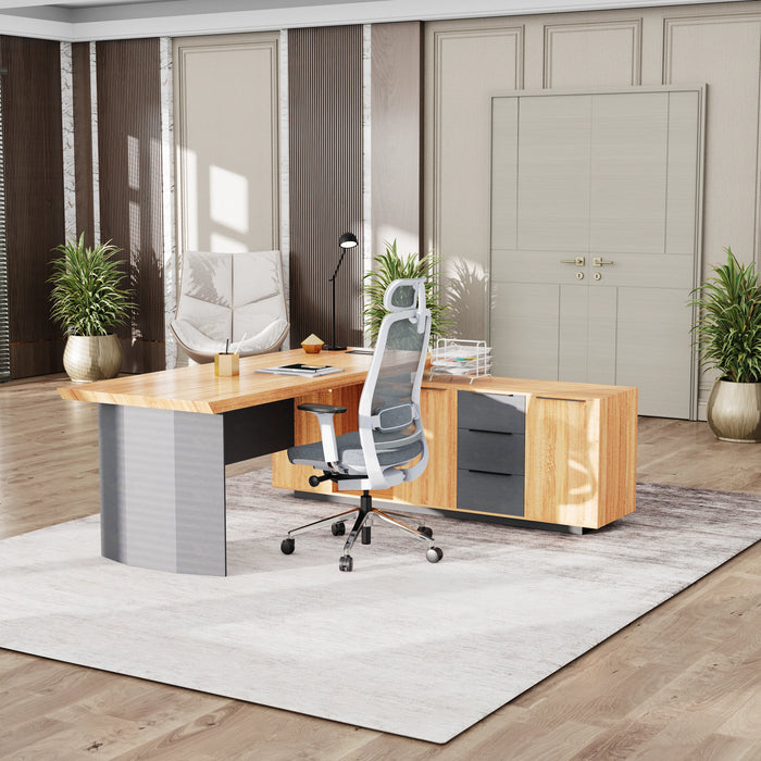 Parker 78" L-shaped Executive Desk | AF Essence Firewood WX-P3507