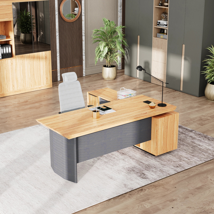 Parker 78" L-shaped Executive Desk | AF Essence Firewood WX-P3507