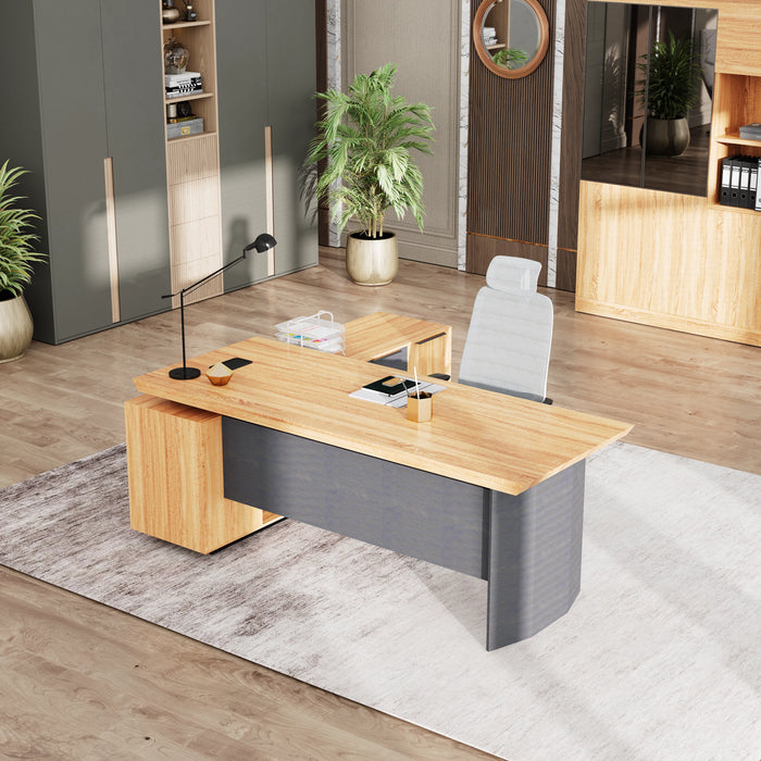 Parker 78" L-shaped Executive Desk | AF Essence Firewood WX-P3507