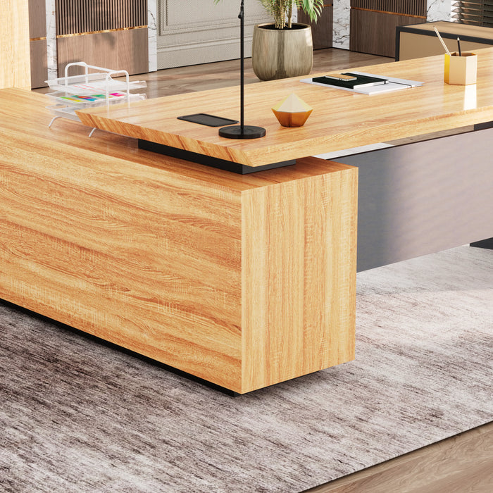 Parker 78" L-shaped Executive Desk | AF Essence Firewood WX-P3507