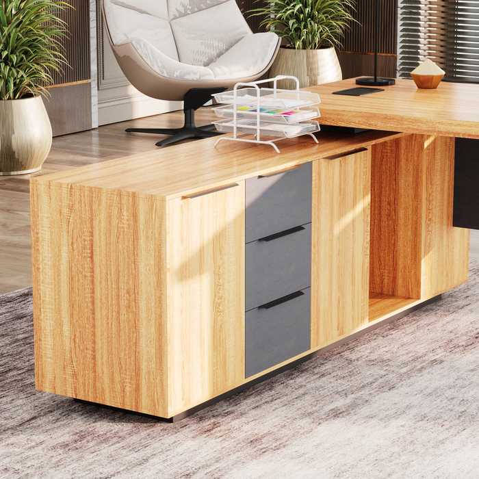 Parker 78" L-shaped Executive Desk | AF Essence Firewood WX-P3507