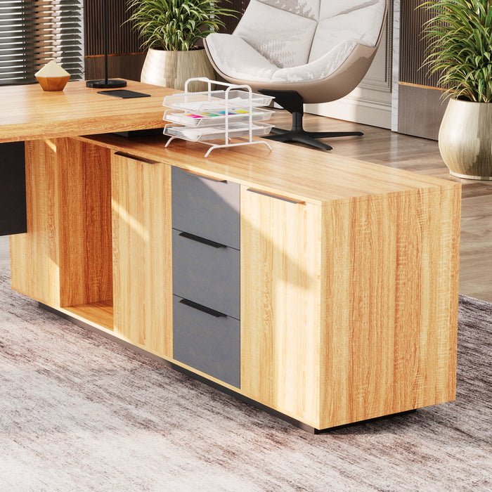 Parker 78" L-shaped Executive Desk | AF Essence Firewood WX-P3507