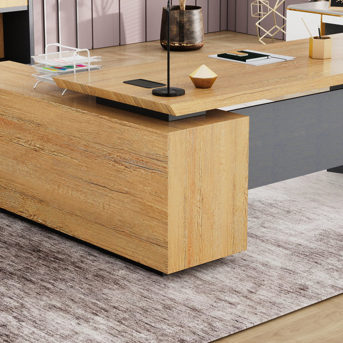 Parker 78" L-shaped Executive Desk | AF Essence Firewood WX-P3507