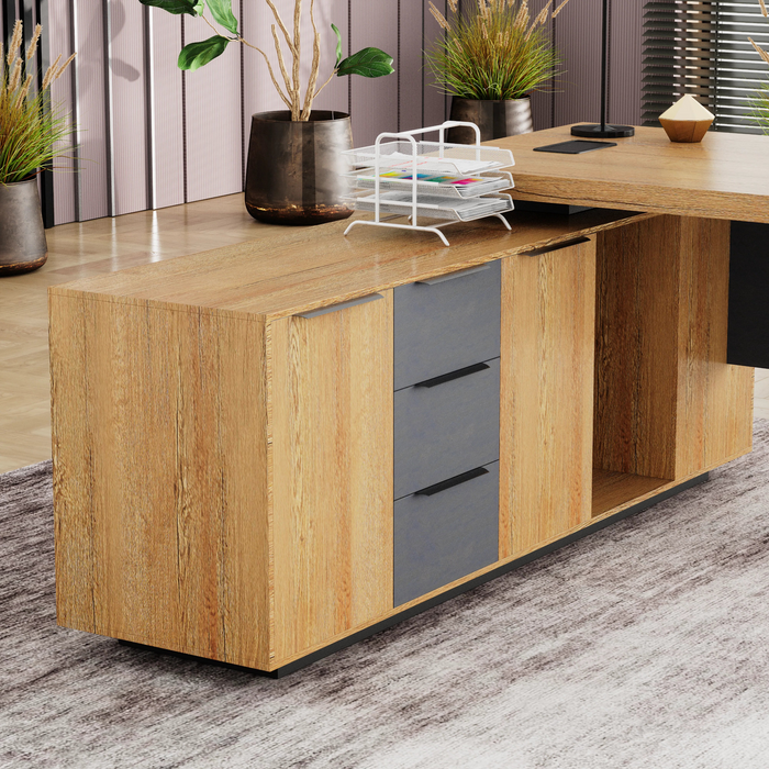 Parker 78" L-shaped Executive Desk | AF Essence Firewood WX-P3507