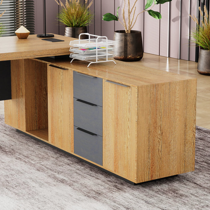 Parker 78" L-shaped Executive Desk | AF Essence Firewood WX-P3507