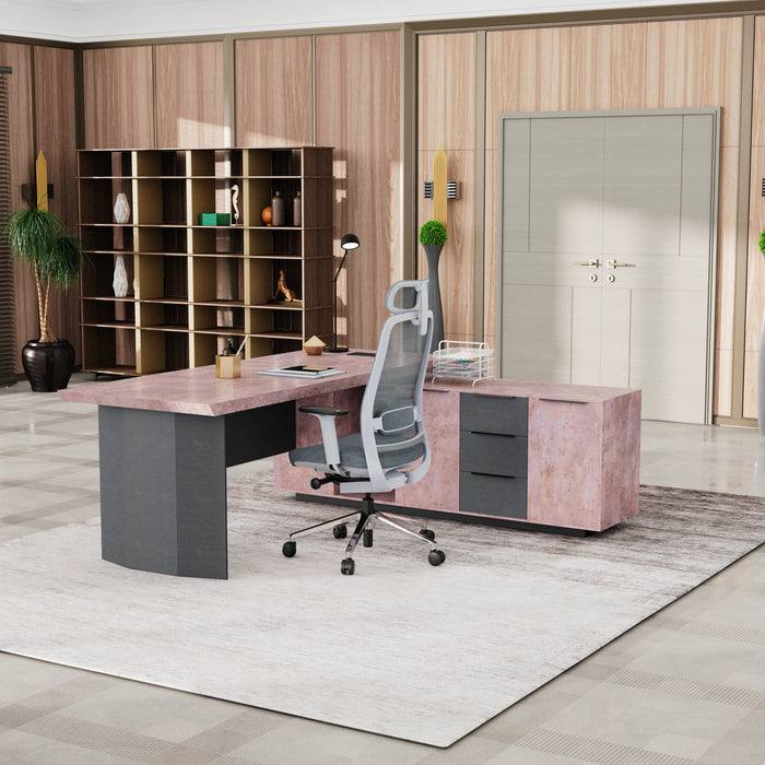 Parker 78" L-shaped Executive Desk | AF Essence Firewood WX-P3507