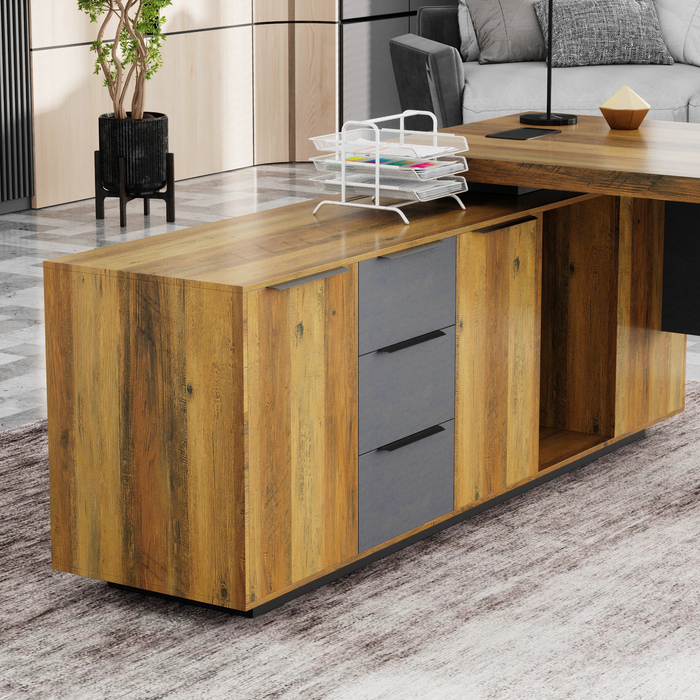 Parker 78" L-shaped Executive Desk | AF Essence Firewood WX-P3507