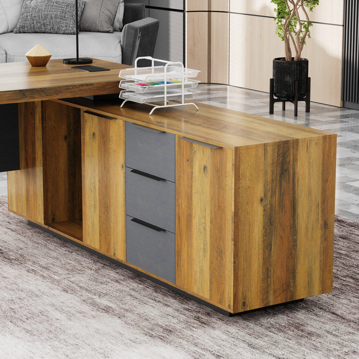 Parker 78" L-shaped Executive Desk | AF Essence Firewood WX-P3507