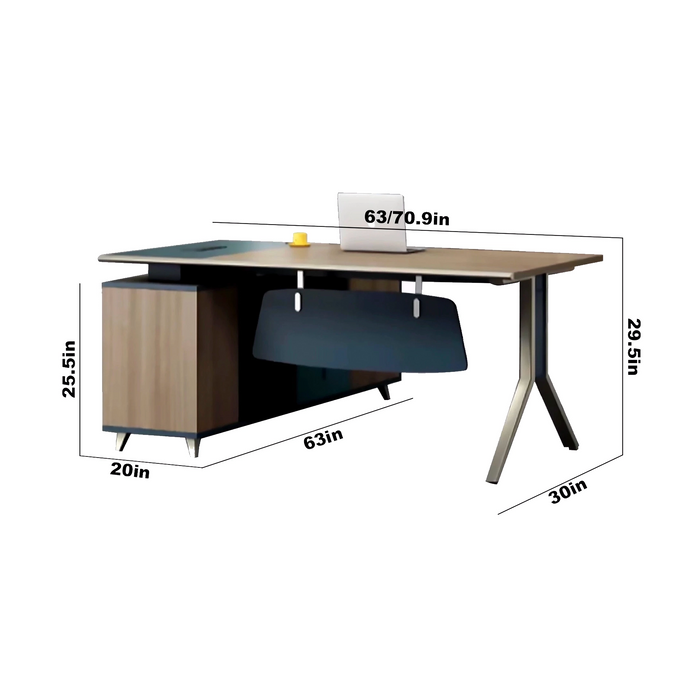 Pete 63-71" Beige L-shaped Executive Desk | AF Legend Apollo JY-MYA01