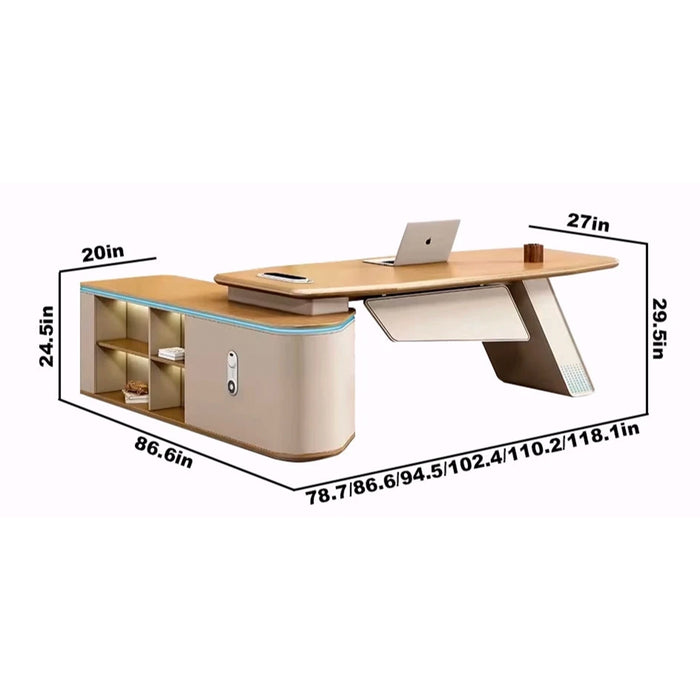 Porter 78-118" Beige L-shaped Executive Desk | AF Legend Zeus JY-GLMA01-3