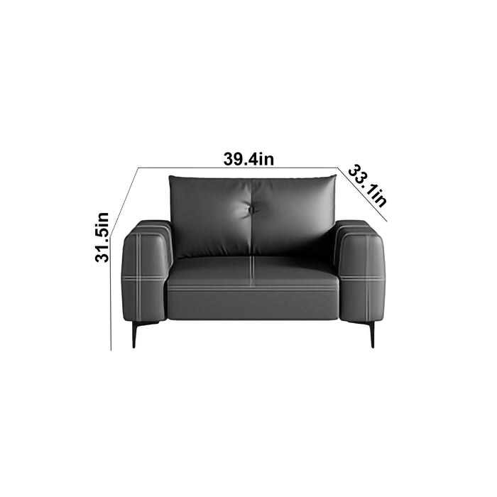 Caleb 39-79" Black/Gray PU/Genuine Leather Lounge Seating Sofas | AF [ZT] LY-Q1