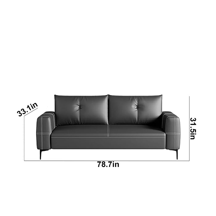 Caleb 39-79" Black/Gray PU/Genuine Leather Lounge Seating Sofas | AF [ZT] LY-Q1