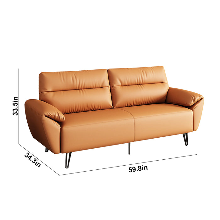 Sadie 40-80" Orange PU/Genuine Leather Lounge Seating Sofas | AF [ZT] LY-Q4