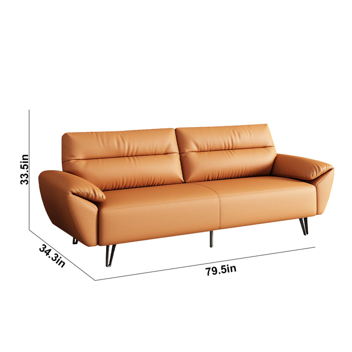 Sadie 40-80" Orange PU/Genuine Leather Lounge Seating Sofas | AF [ZT] LY-Q4