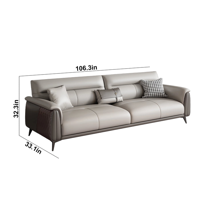 Lily 28-77" Gray PU/Genuine Leather Lounge Seating Sofas | AF [ZT] LY-Q5