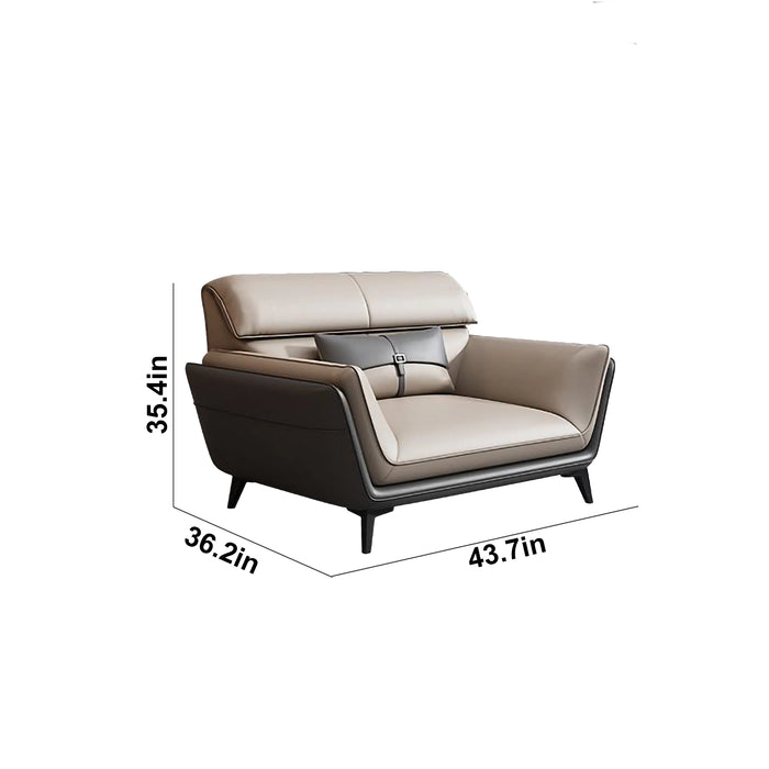 Dylan 44-83" Beige/Gray PU/Genuine Leather Lounge Seating Sofas | AF [ZT] LY-Q7