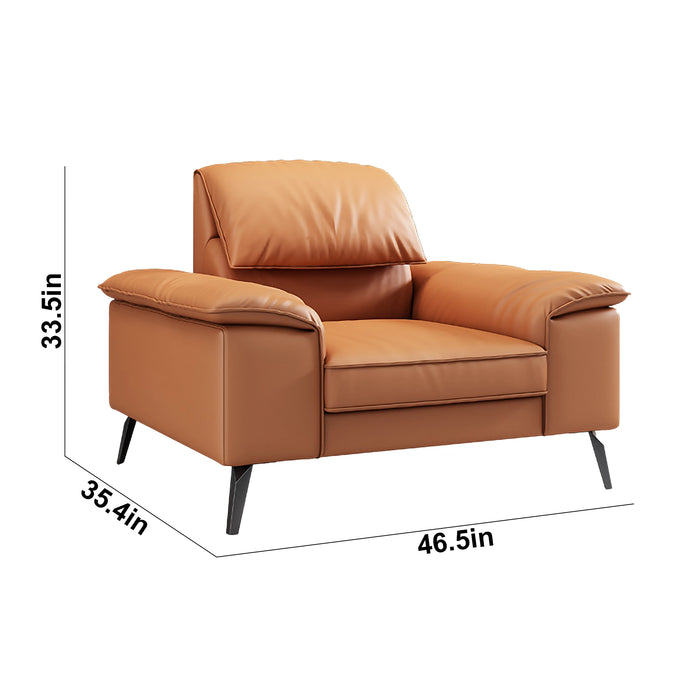 Cody 47-86" Orange/Black PU/Genuine Leather Lounge Seating Sofas | AF [ZT] LY-Q8