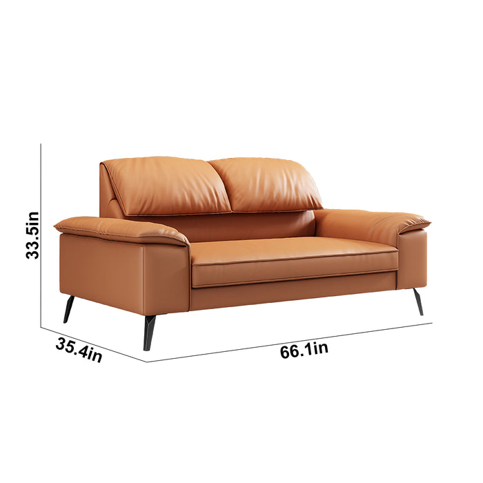 Cody 47-86" Orange/Black PU/Genuine Leather Lounge Seating Sofas | AF [ZT] LY-Q8