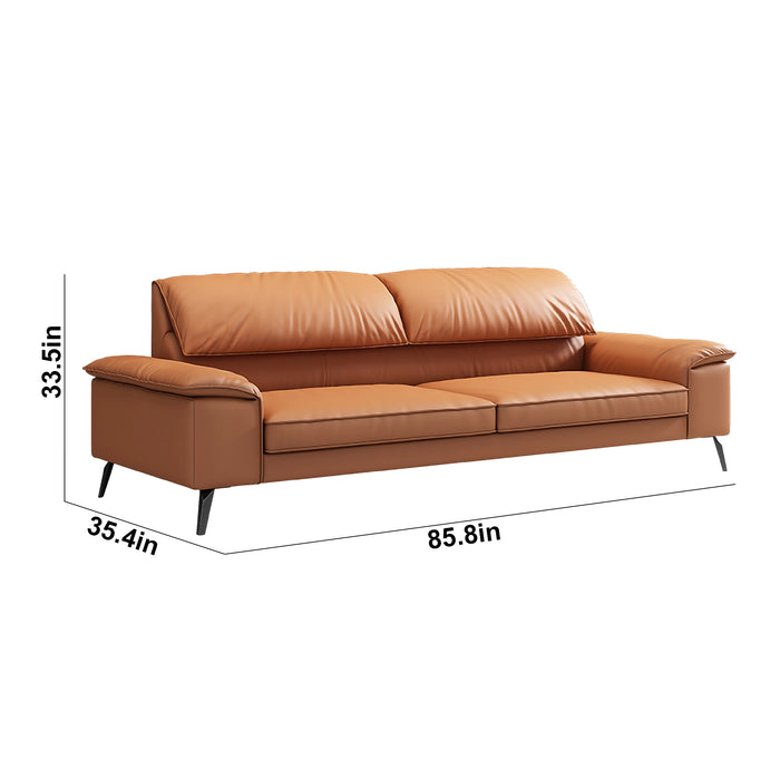 Cody 47-86" Orange/Black PU/Genuine Leather Lounge Seating Sofas | AF [ZT] LY-Q8