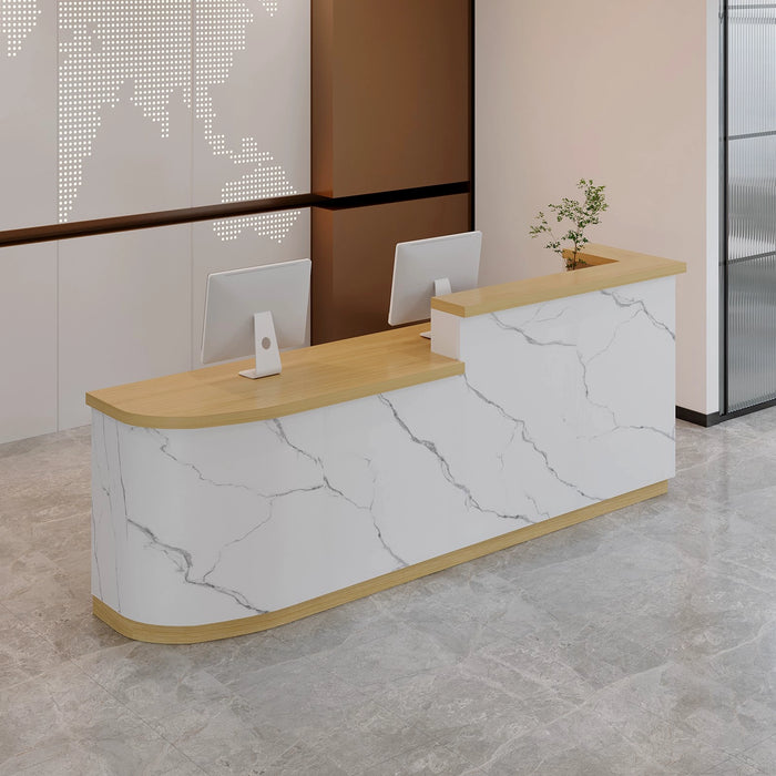 Beatriz 71" White Rounded Receptionist Desk with Gloss Finishing | AF JY-RT-05