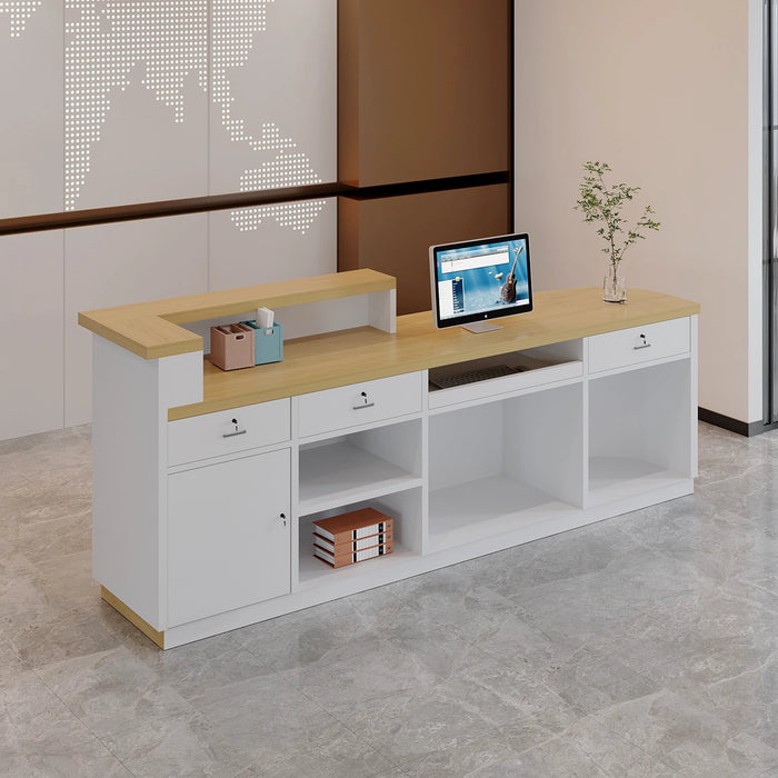 Beatriz 71" White Rounded Receptionist Desk with Gloss Finishing | AF JY-RT-05