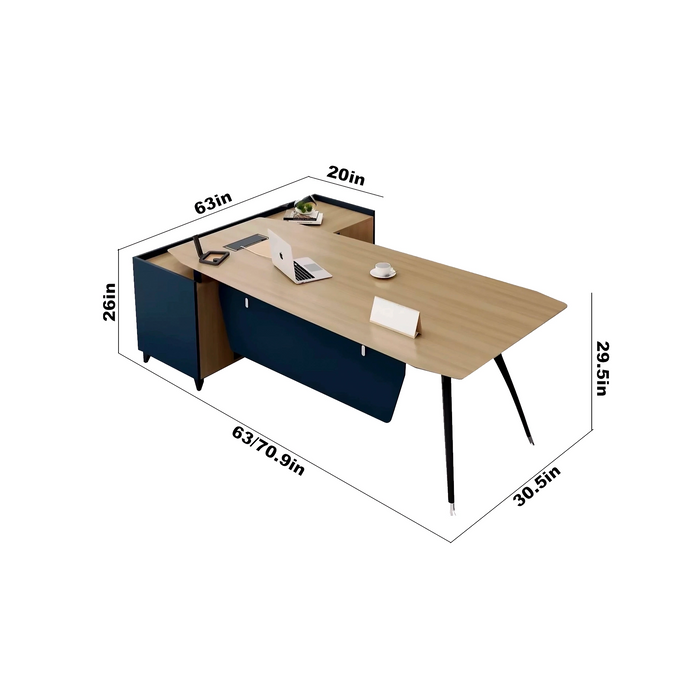 Roth 63-71" Blue L-shaped Executive Desk | AF Legend Apollo JY-MYA05