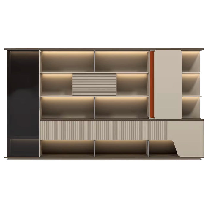 Ryan 94-142" Beige Library Wall Shelving Unit | AF Legend Hestia JY-FYB01-6