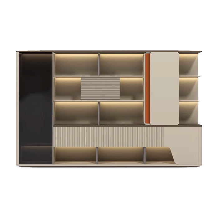 Ryan 94-142" Beige Library Wall Shelving Unit | AF Legend Hestia JY-FYB01-6