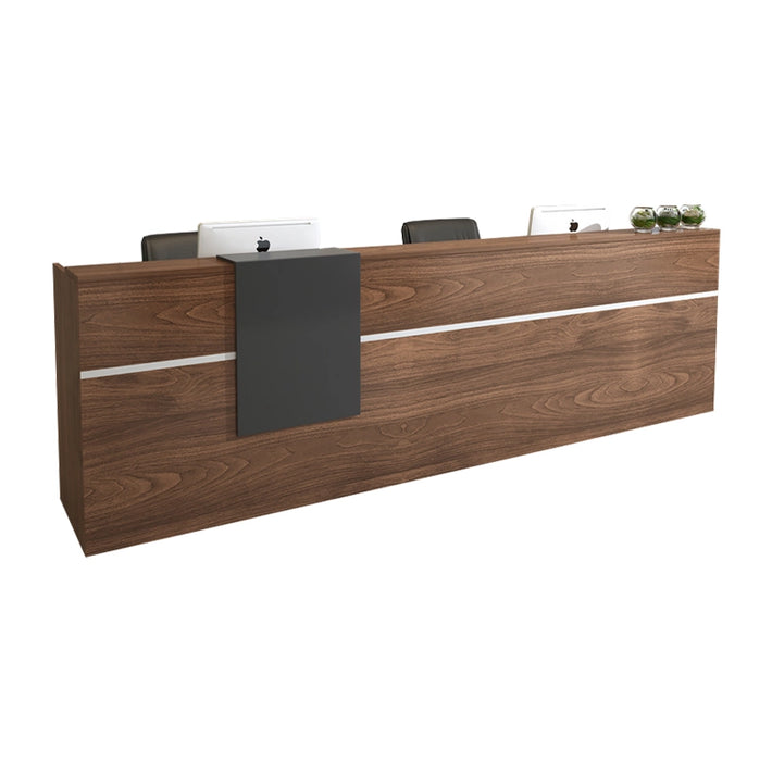 Arcadia Large High-end Teak Wood Front Reception Desk with Dual Workstation for Lobbies and Waiting Rooms