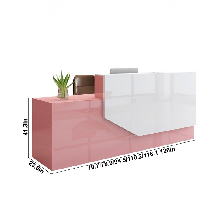 Arcadia Large High-end Light Pink Front Reception Desk with Dual Workstation for Office Reception, Lobbies and Waiting Rooms