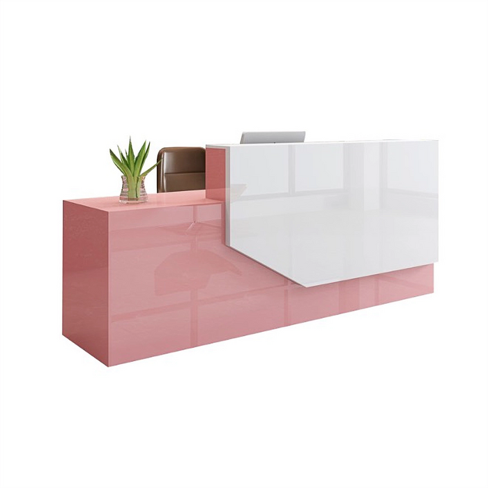 Arcadia Large High-end Light Pink Front Reception Desk with Dual Workstation for Office Reception, Lobbies and Waiting Rooms