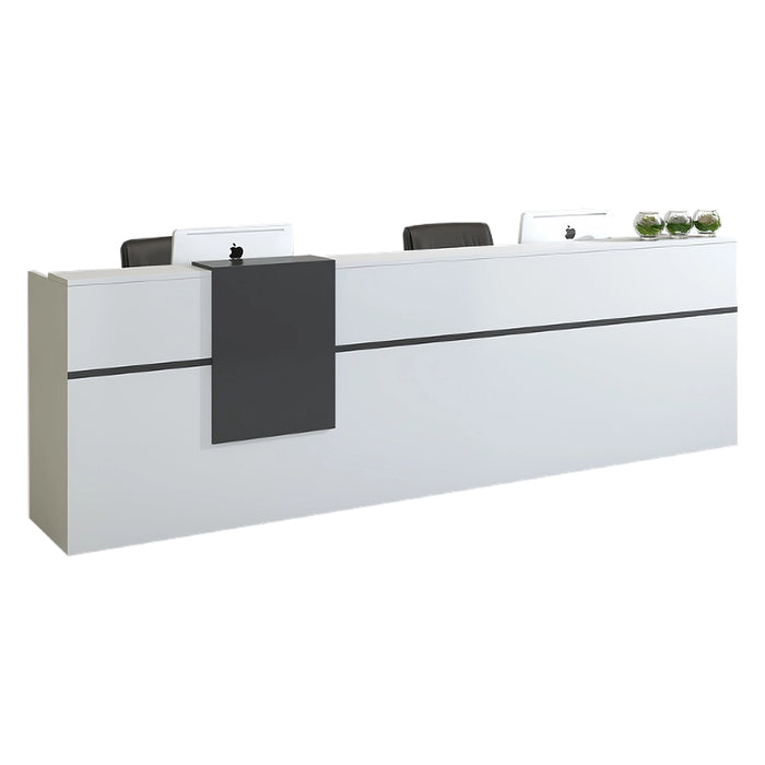 Arcadia Large High-end White Wood Front Reception Desk with Dual Workstation for Lobbies and Waiting Rooms