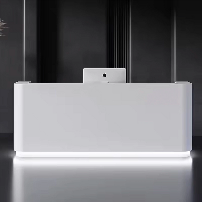 Arcadia Large High-end Pure White U-Shaped Front Reception Desk with Dual Workstation for Lobbies and Waiting Rooms