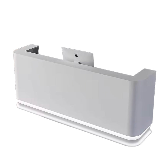 Arcadia Large High-end Pure White U-Shaped Front Reception Desk with Dual Workstation for Lobbies and Waiting Rooms