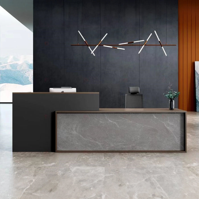 Vicente 79-110" Gray Rectangular Receptionist Desk with Gloss Finishing | AF JY-SYE01