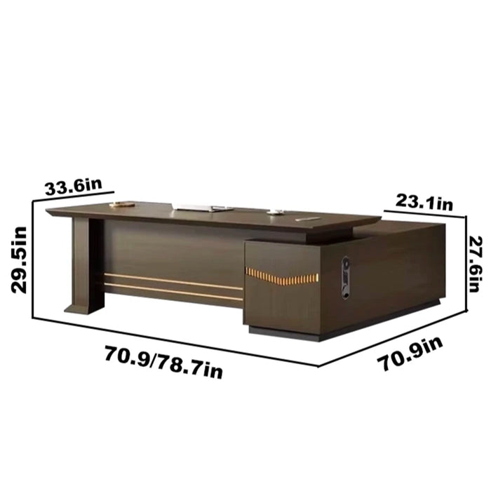 Sebastian 71-79" Brown L-shaped Executive Desk | AF JM-JB51