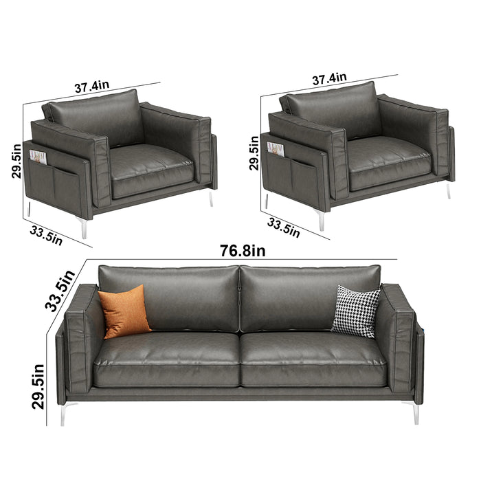 Colt 37-77" Black/Brown/Gray PU Leather Lounge Seating Sofas | AF [ZT] LY-907