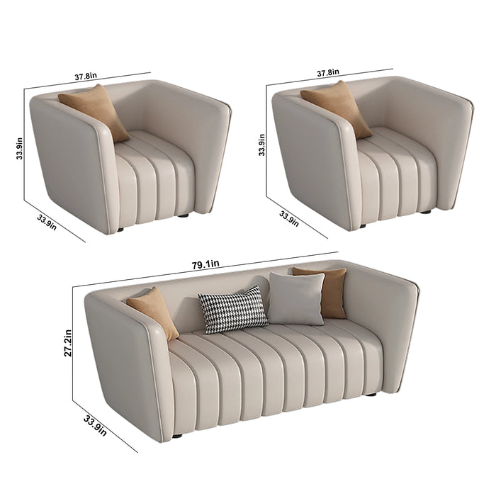 Nicolas 38-105" Beige PU Leather Lounge Seating Sofas | AF [ZT] LY-X1