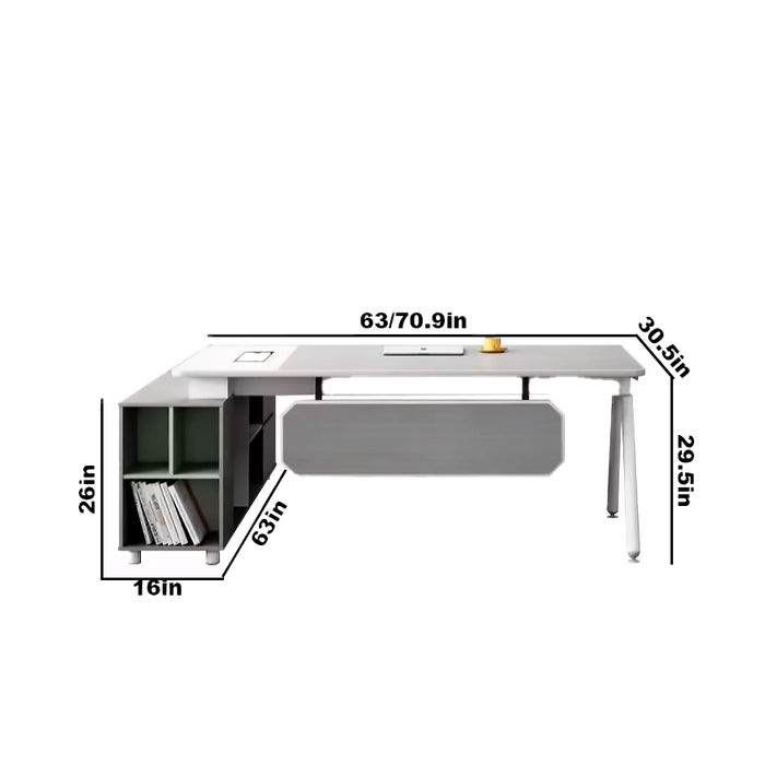 Sienna 63-71" Gray L-shaped Executive Desk | AF JY-SHA10