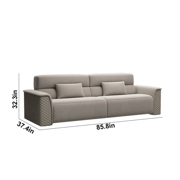 Eliott 47-86" Beige PU/Genuine Leather Lounge Seating Sofas | AF [ZT] LY-QT1-1