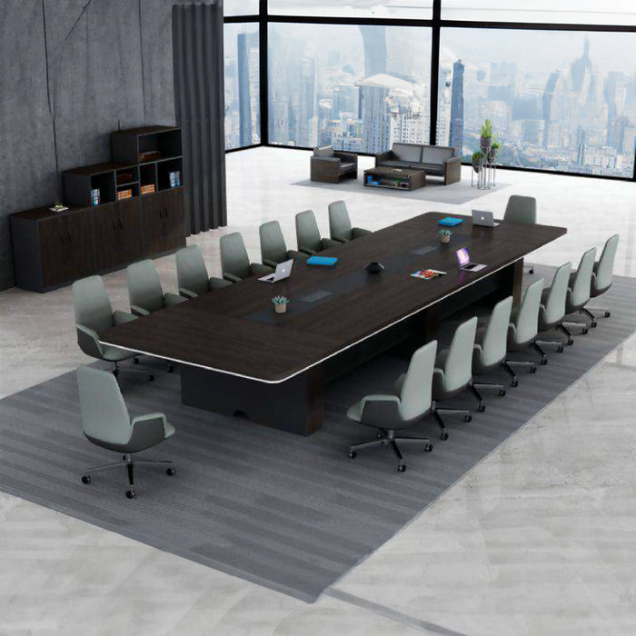 Mesa de conferencias Arcadia de alta gama (de 9 a 16 pies, con capacidad para 10 a 20 personas) en color marrón oscuro para salas de reuniones