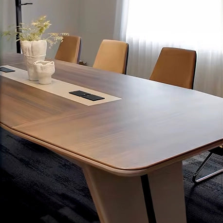 Arcadia High-end (12 to 16 feet, seats 14 to 20 people) Oak Brown and Tan Conference Table for Meeting Rooms