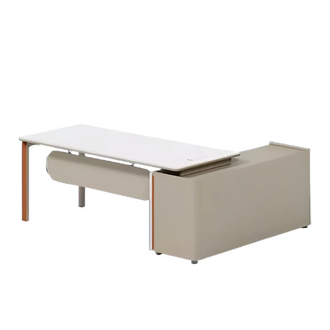 East 78-87" Beige L-shaped Executive Desk | AF Legend Aphrodite JY-XTA03