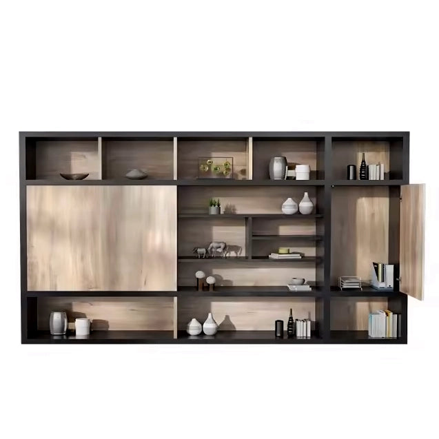 Arcadia Sleek Oak Beige Home and Professional Bookshelf Library Wall Shelving Storage Unit with Cabinets and Drawers