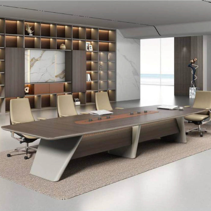 Arcadia High-end (12 to 16 feet, seats 14 to 20 people) Royal Oak Brown and Tan Conference Table for Meeting Rooms
