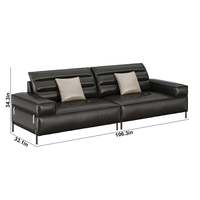 Jace 40-106" Black PU/Genuine Leather Lounge Seating Sofas | AF [ZT] LY-V03